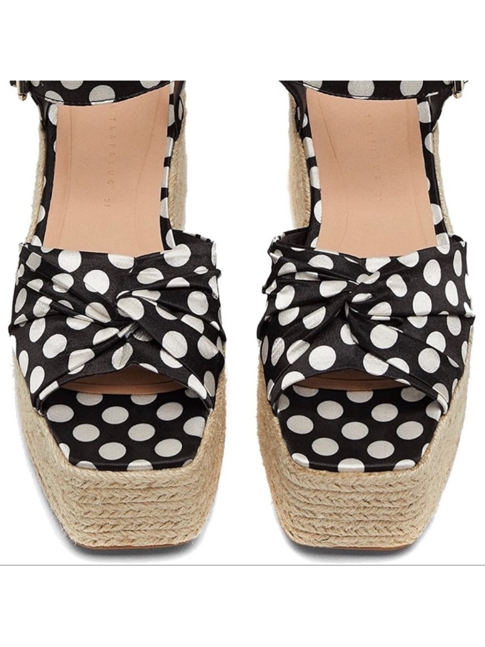 Zara Black Polka Dot Platform Espadrille Sandals - Picture 6 of 9